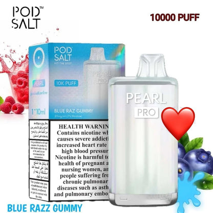 Pod Salt Pearl Pro 10000 Puffs Disposable Vape device Blue Razz Gummy flavor