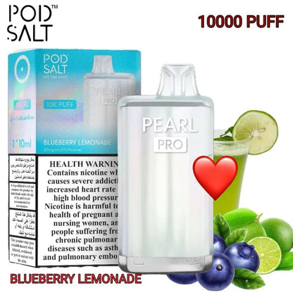 Pod Salt Pearl Pro 10000 Puffs Disposable Vape device Blueberry Lemonade flavor