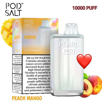 Pod Salt Pearl Pro 10000 Puffs Disposable Vape device Peach Mango flavor