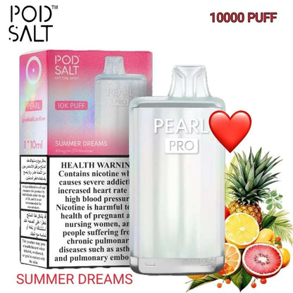 Pod Salt Pearl Pro 10000 Puffs Disposable Vape device Summer Dreams flavor