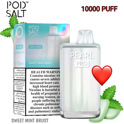 Pod Salt Pearl Pro 10000 Puffs Disposable Vape device Sweet Mint Brust flavor