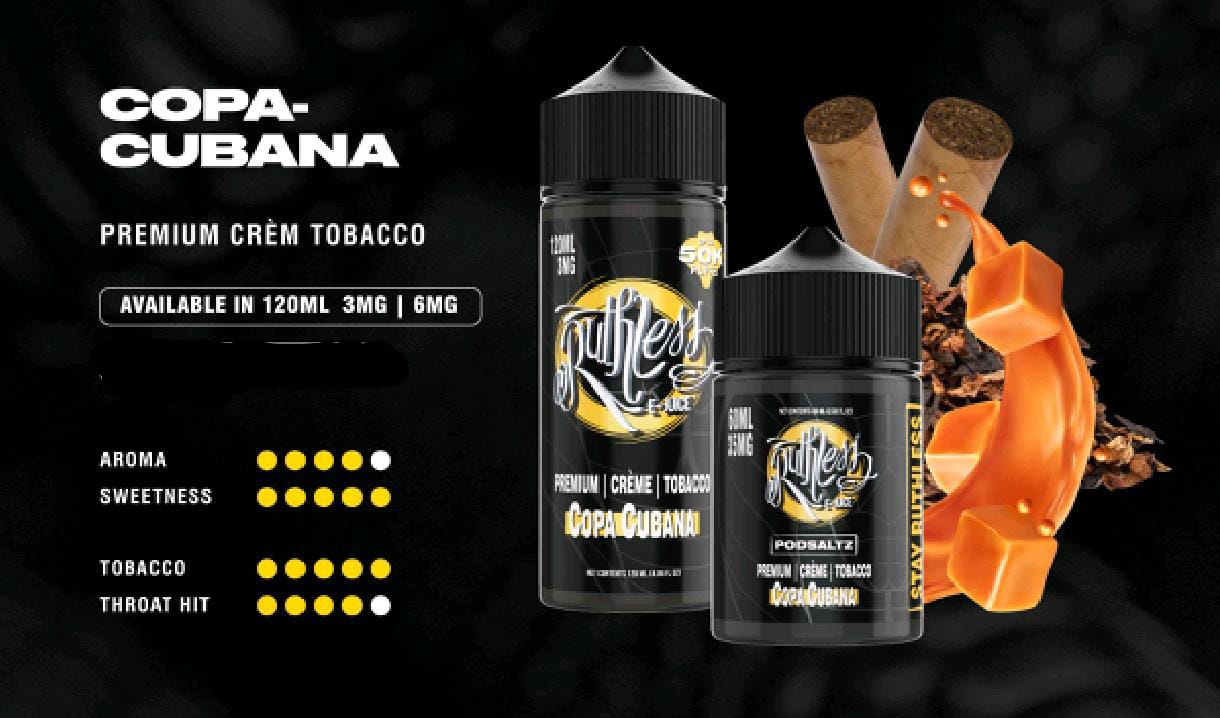 Ruthless 120 ml Freebase e‑Liquids 3 mg and 6 mg