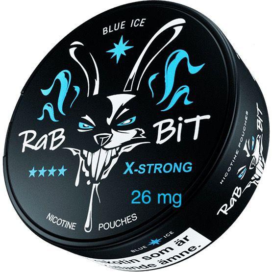 Rabbit Nicotine Pouches Blue Ice flavor on a white background