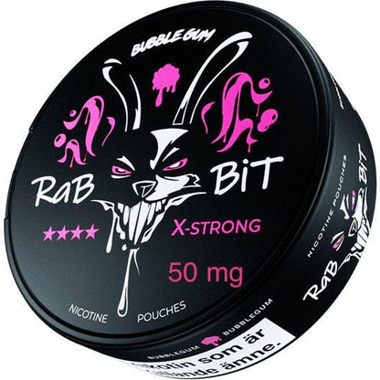 Rabbit Nicotine Pouches Bubblegum flavor on a white background