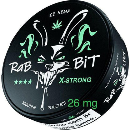 Rabbit Nicotine Pouches Ice Hemp flavor on a white background