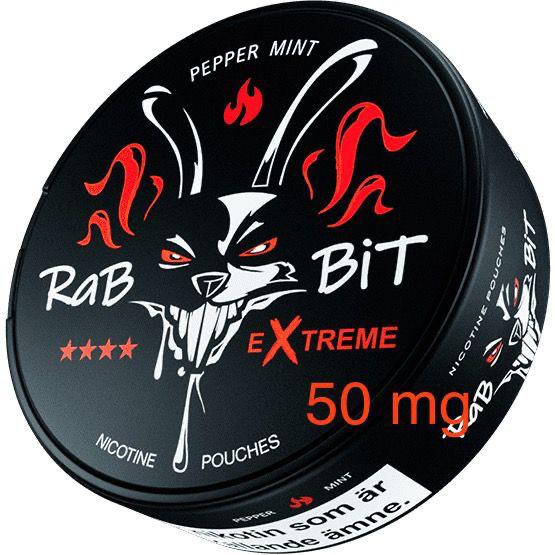 Rabbit Nicotine Pouches Pepper Mint flavor on a white background