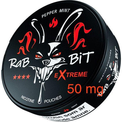 Rabbit Nicotine Pouches Pepper Mint flavor on a white background