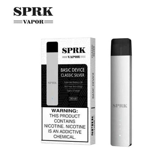 SPRK Vapor Basic Device | Myle V4 Compatible classic silver color device with box