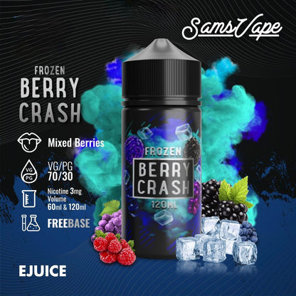 Sams Vape 60ml & 120ml E-Liquid 3mg Nicotine Frozen Berry Crash flavor bottle
