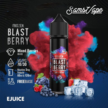 Sams Vape 60ml & 120ml E-Liquid 3mg Nicotine Frozen Blast Berry flavor bottle
