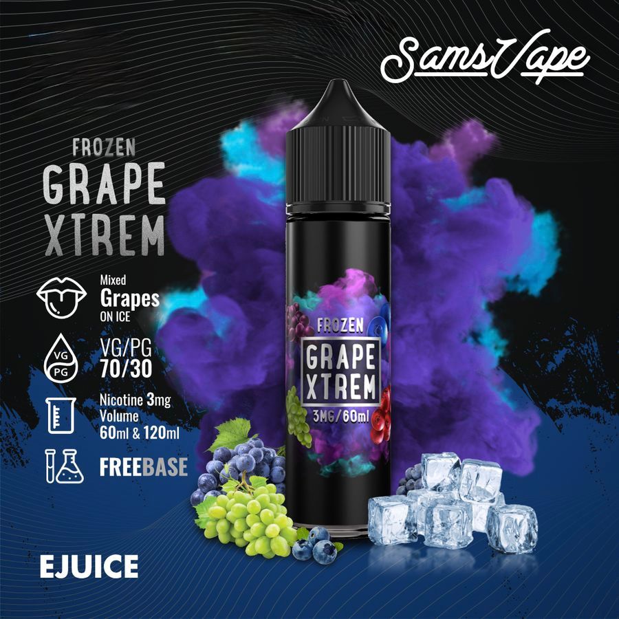 Sams Vape 60ml & 120ml E-Liquid 3mg Nicotine Frozen Grape Xtrem flavor bottle