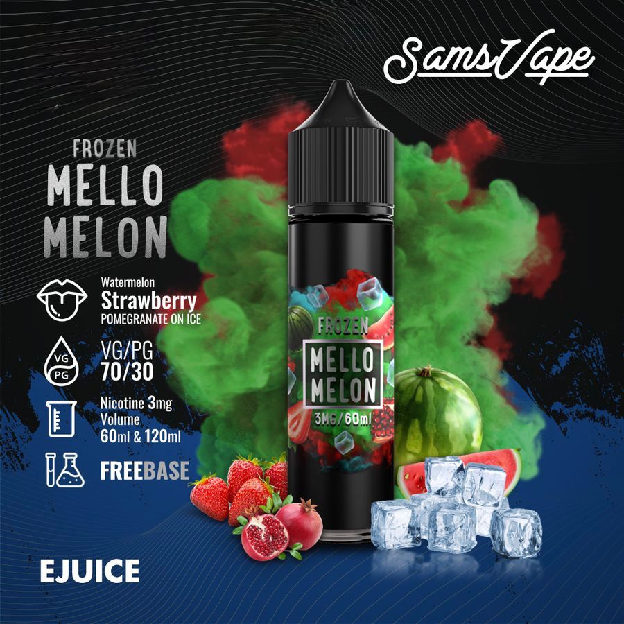 Sams Vape 60ml & 120ml E-Liquid 3mg Nicotine Frozen Mello Melon flavor bottle