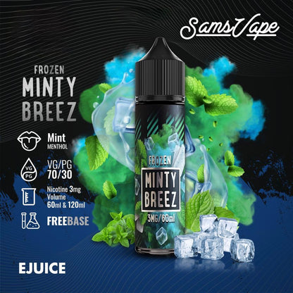 Sams Vape 60ml & 120ml E-Liquid 3mg Nicotine Frozen Minty Breez flavor bottle