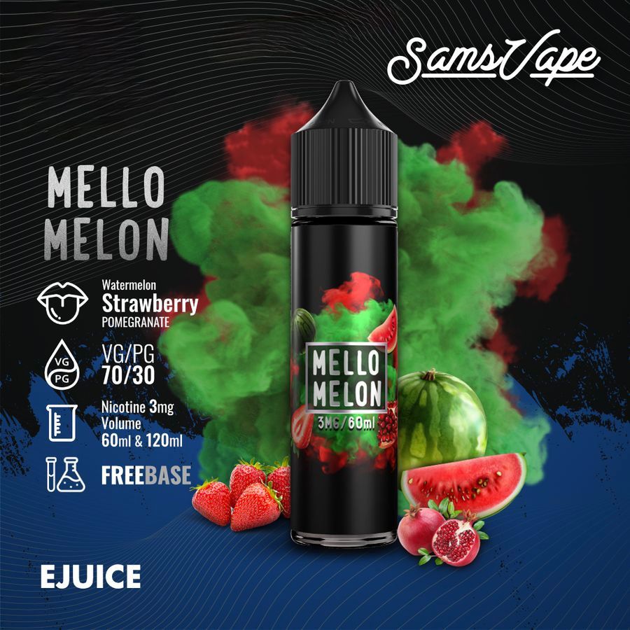 Sams Vape 60ml & 120ml E-Liquid 3mg Nicotine Mello Melon flavor bottle