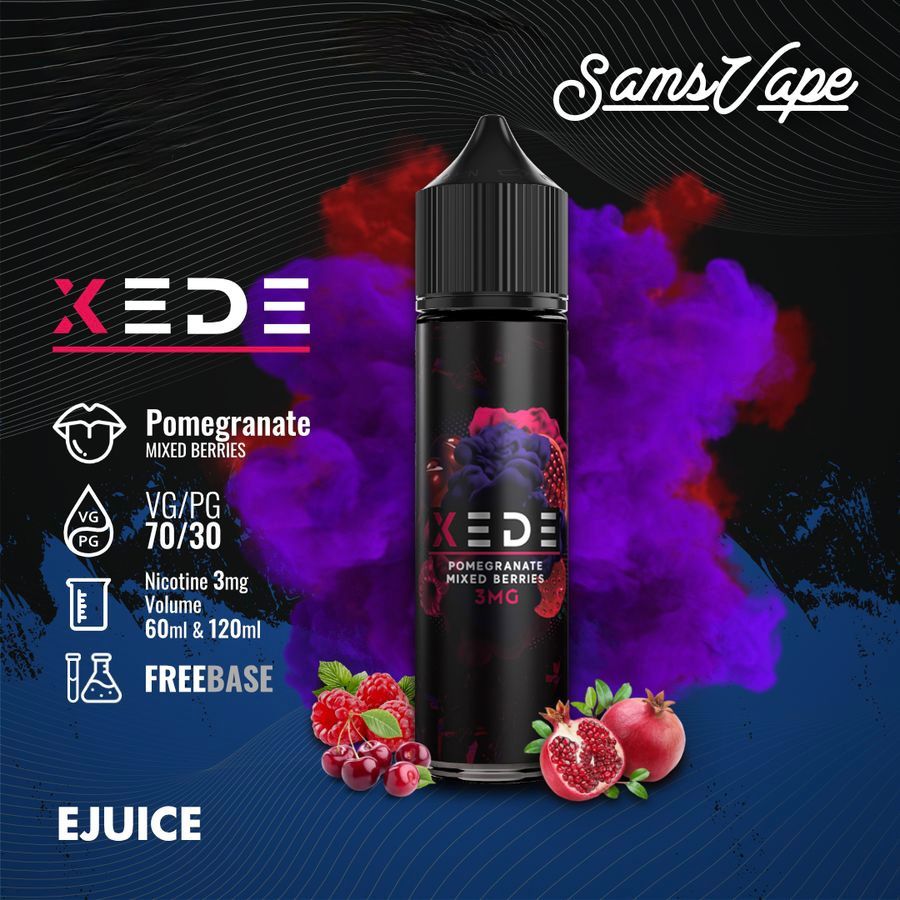 Sams Vape 60ml & 120ml E-Liquid 3mg Nicotine XEDE Pomegranate Mixed Berries flavor bottle