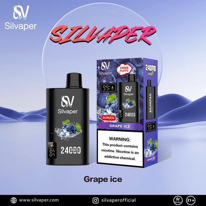 Silvaper 24000 Puffs Disposable Vape device and packaging with grape ice flavor