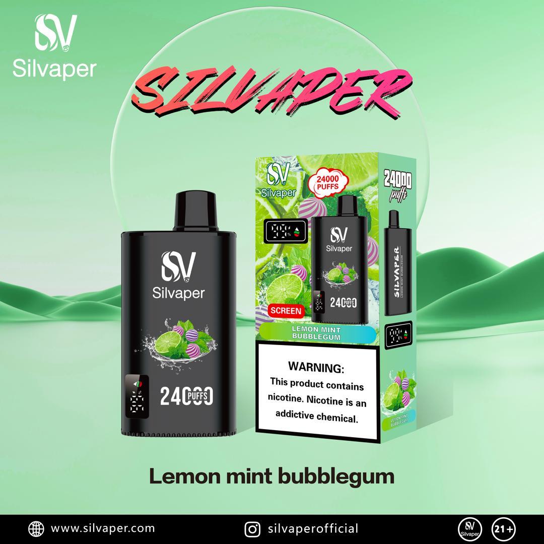 Silvaper 24000 Puffs Disposable Vape device with Lemon Mint Bubblegum Flavor
