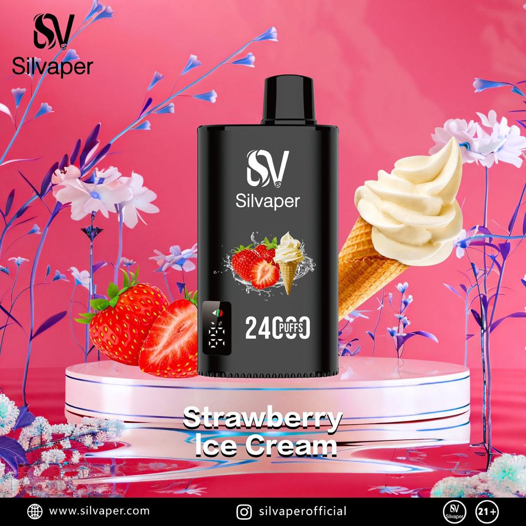 Silvaper 24000 Puffs Disposable Vape device with Strawberry Cream Flavor