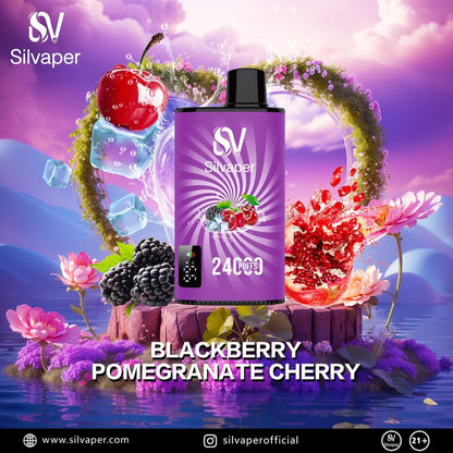 Silvaper 24000 Puffs Disposable Vape with blackberry, pomegranate, and cherry elements