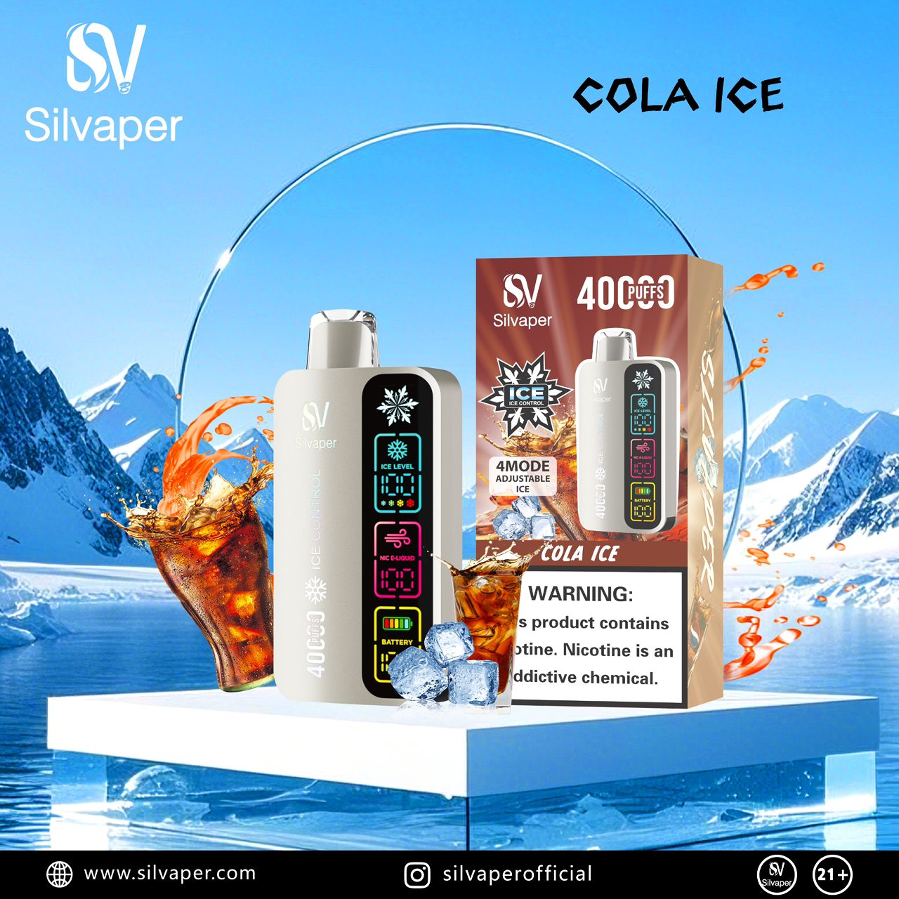 Silvaper 40000 Puffs Disposable Vape Cola Ice flavor device
