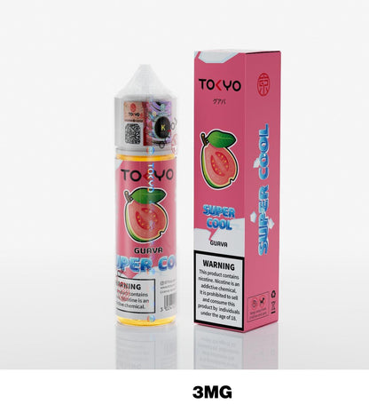 Tokyo Super Cool 60ml E-Liquid 3mg Nicotine Guava flavor device with pack