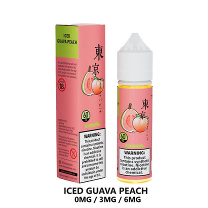 Tokyo Super Cool 60ml E-Liquid 3mg Nicotine Iced Guava Peach flavor device with pack
