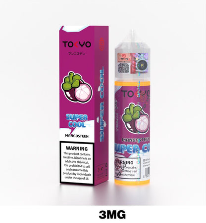 Tokyo Super Cool 60ml E-Liquid 3mg Nicotine Mangosteen flavor device with pack