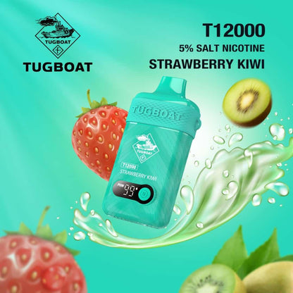 Tugboat T12000 Puffs Disposable Vape 50mg salt nicotine, Strawberry Kiwi Flavor