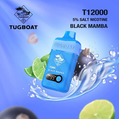 Tugboat T12000 Puffs Disposable Vape 50mg salt nicotine, Black Mamba Flavor