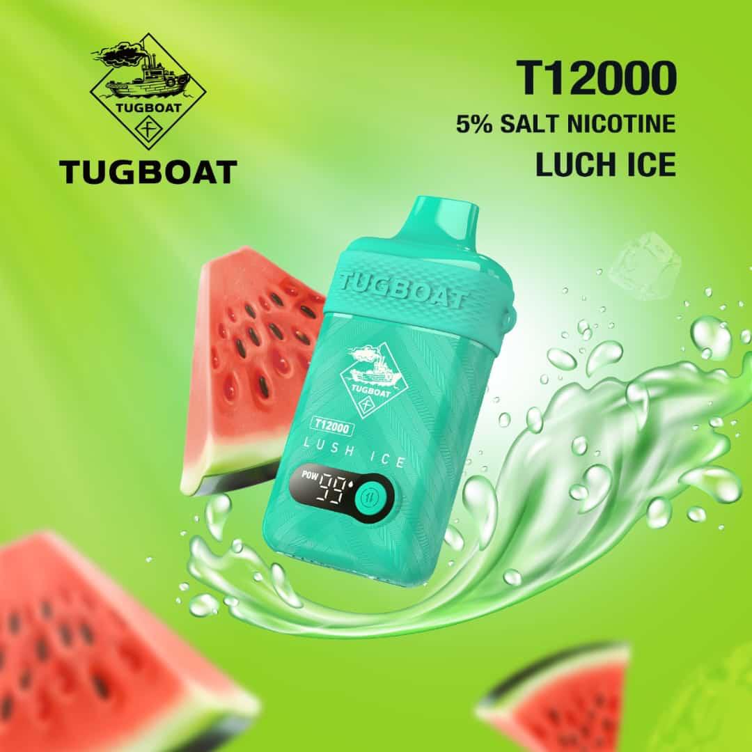 Tugboat T12000 Puffs Disposable Vape 50mg salt nicotine, Luch Ice Flavor
