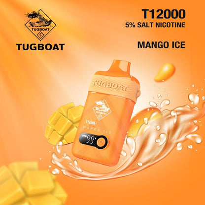 Tugboat T12000 Puffs Disposable Vape 50mg salt nicotine, Mango Ice Flavor