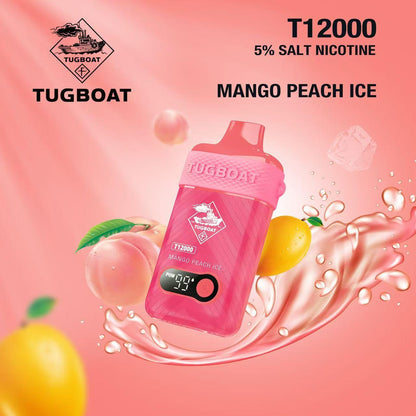 Tugboat T12000 Puffs Disposable Vape 50mg salt nicotine, Mango Peach Ice Flavor