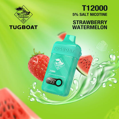 Tugboat T12000 Puffs Disposable Vape 50mg salt nicotine, Strawberry Watermelon Flavor