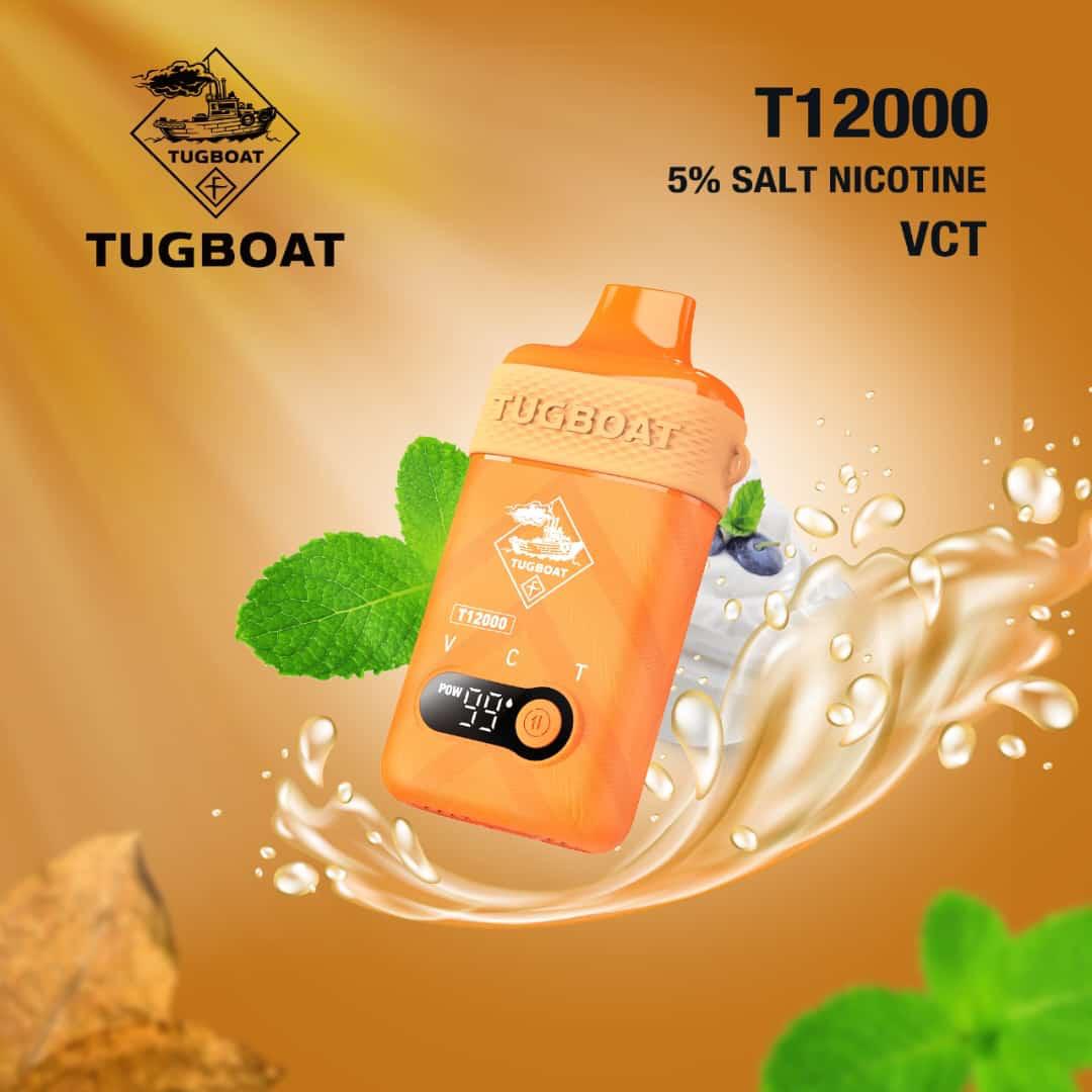 Tugboat T12000 Puffs Disposable Vape 50mg salt nicotine, VCT Flavor