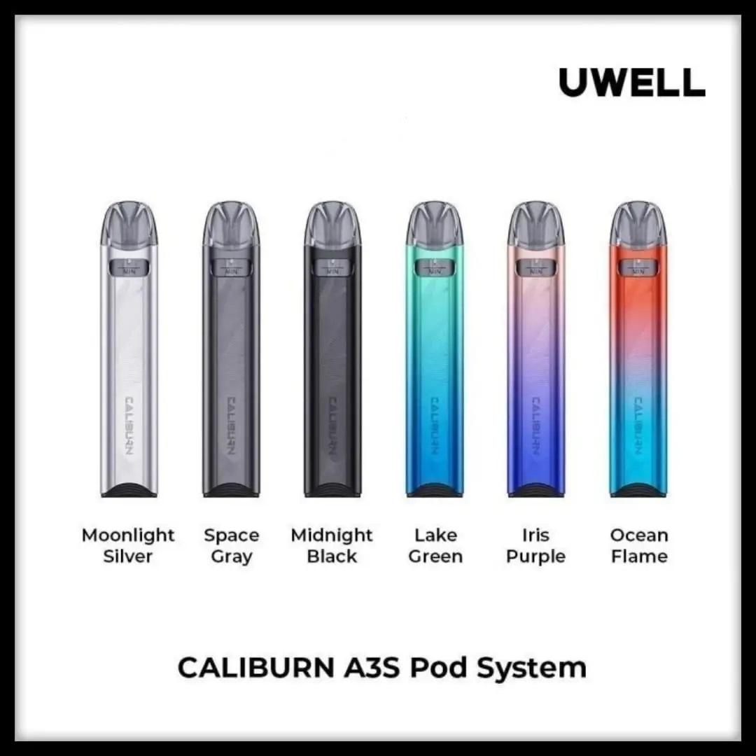 Uwell Caliburn A3S Pod System Ocean Flame device flavor on a white background