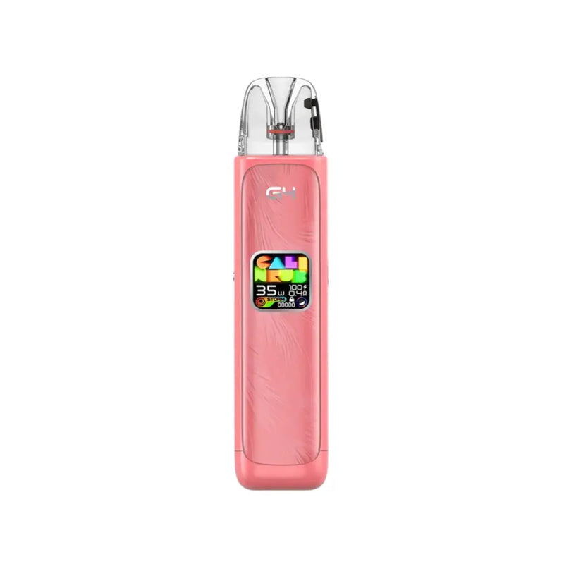 Uwell Caliburn G4 Pod System Flamingo Red color device with a colorful display