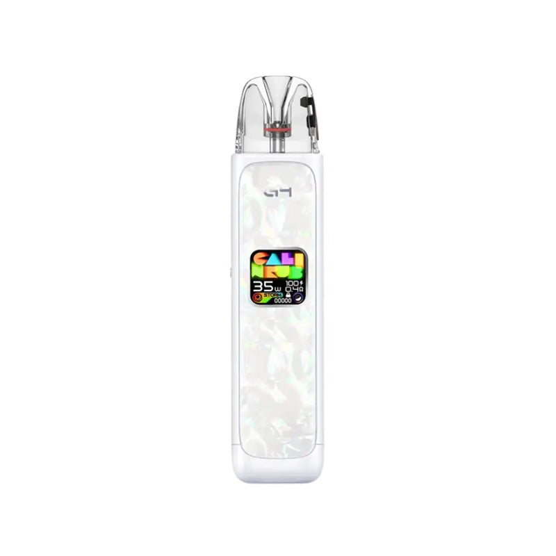 Uwell Caliburn G4 Pod System Seashel White color device with a colorful display