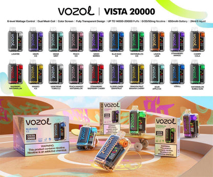 VOZOL Vista 20000 Puffs Disposable Vape All Flavors Chart