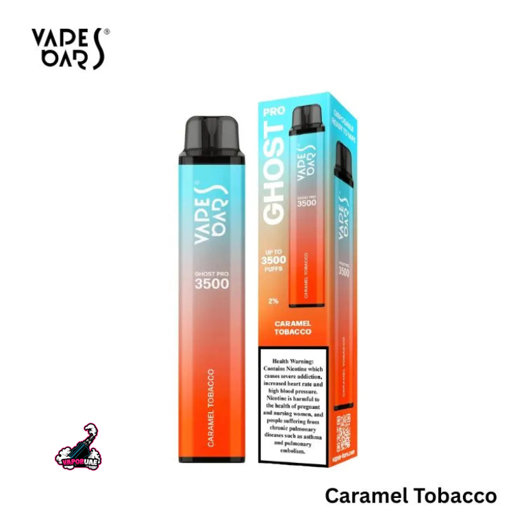 Vapes Bars Ghost Pro 3500 Puffs Disposable Vape 20mg Nicotine, Caramel Tobacco Flavors