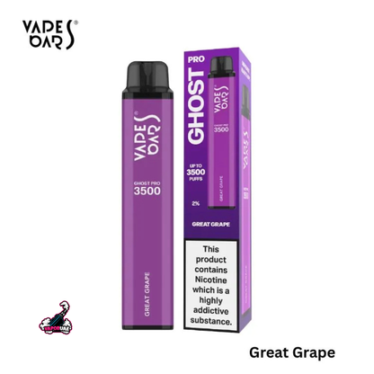 Vapes Bars Ghost Pro 3500 Puffs Disposable Vape 20mg Nicotine, Great Grape Flavors