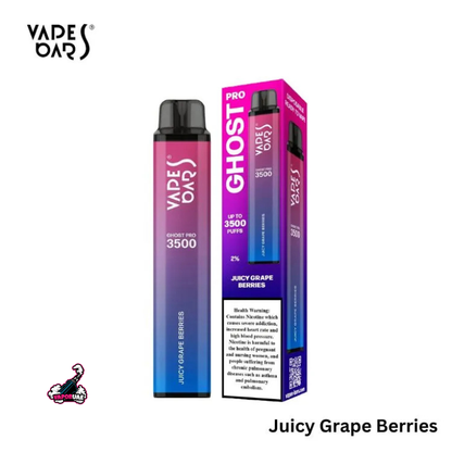 Vapes Bars Ghost Pro 3500 Puffs Disposable Vape 20mg Nicotine, Juicy Grape Berries Flavors