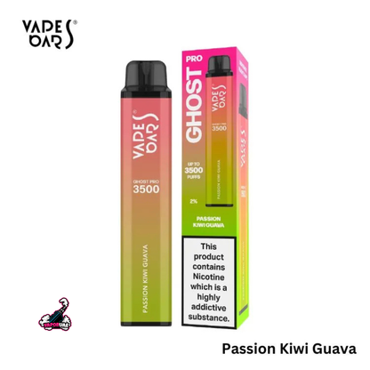 Vapes Bars Ghost Pro 3500 Puffs Disposable Vape 20mg Nicotine, Passion Kiwi Guava Flavors
