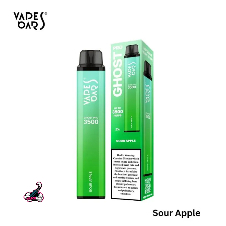 Vapes Bars Ghost Pro 3500 Puffs Disposable Vape 20mg Nicotine, Sour Apple Flavors