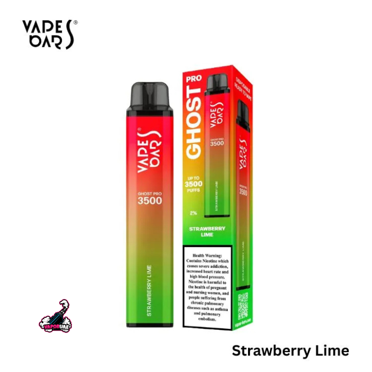 Vapes Bars Ghost Pro 3500 Puffs Disposable Vape 20mg Nicotine, Strawberry Lime Flavors