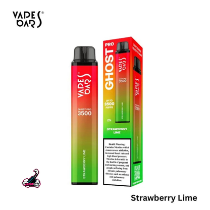 Vapes Bars Ghost Pro 3500 Puffs Disposable Vape 20mg Nicotine, Strawberry Lime Flavors