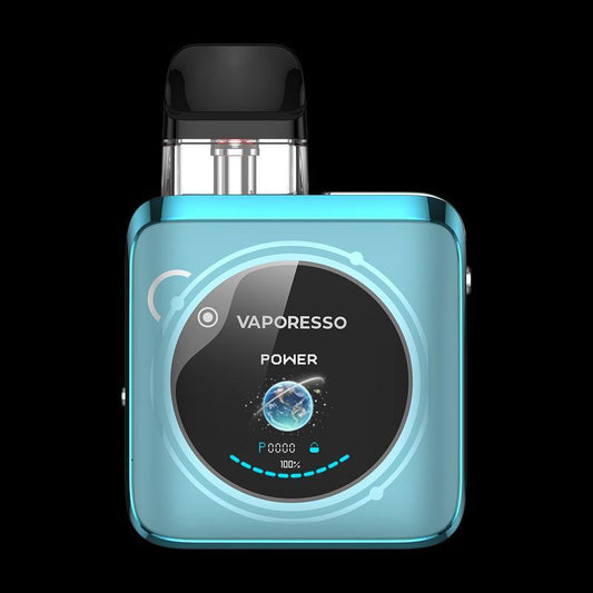 Vaporesso XROS 4 Nano Pod System Aquamarine color device on a black background