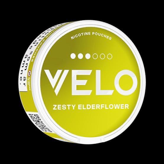 Velo nicotine pouches Zesty Elderflower flavor on a Dark background