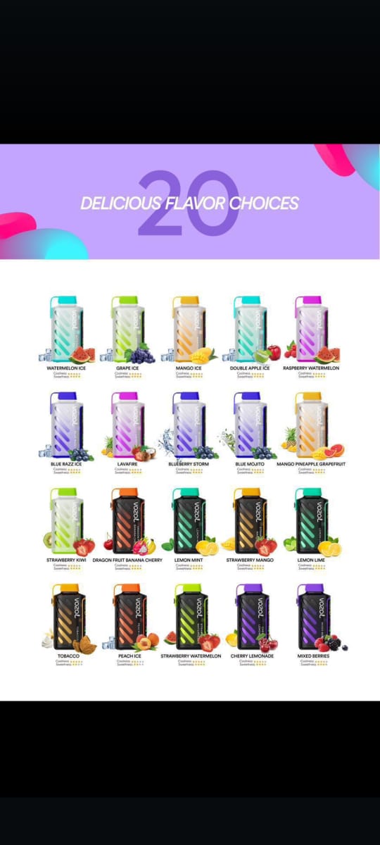 Vozol Gear Power 20000 Puffs Disposable Vape 20 colorful drink bottles with flavors