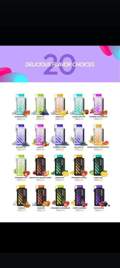 Vozol Gear Power 20000 Puffs Disposable Vape 20 colorful drink bottles with flavors