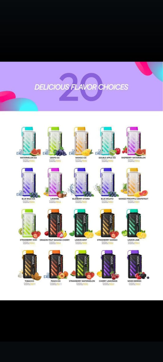 Vozol Gear Power 20000 Puffs Disposable Vape 20 colorful drink bottles with flavors